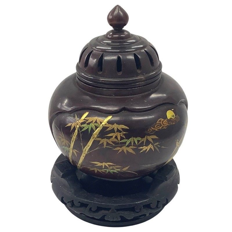 香炉 三足 アンティーク 骨董 作者不明 木製 お香【中古】MK-1840