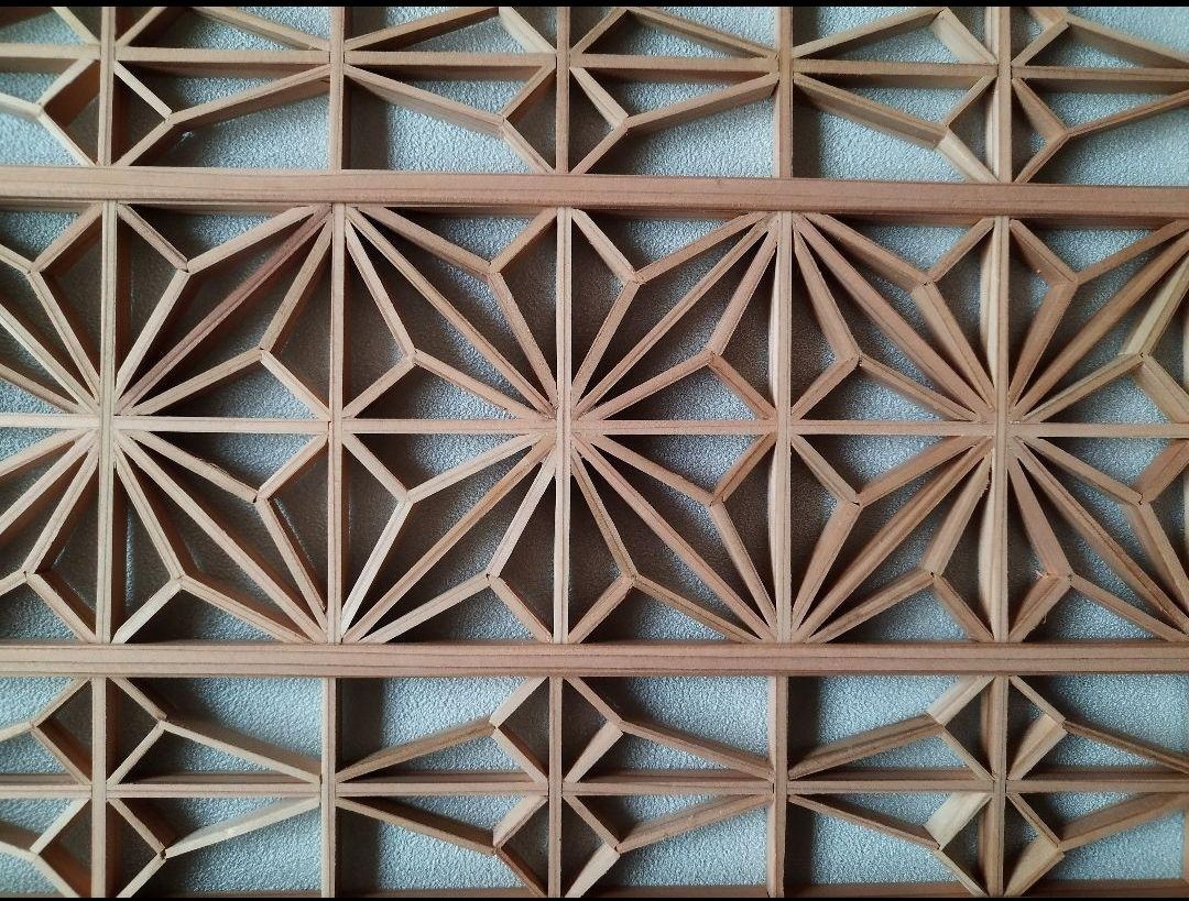 69❣️特価！❣️ 麻の葉組子アクリル板入り2枚一組木製額縁 69 麻の葉組子 アクリル板入り2枚一組 木製額縁-ハンドメイド