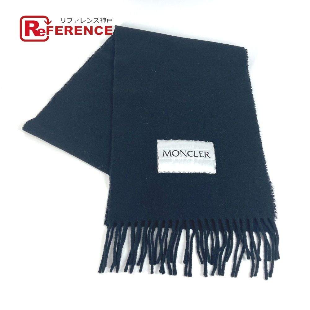 【美品】モンクレール マフラー MONCLER モンクレール マフラー ロゴ ウール ブラック - メルカリ