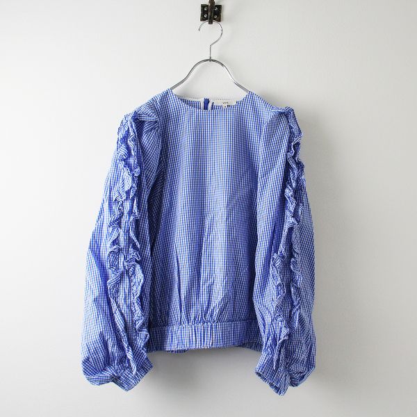 【美品】 yori　ヨリ　フリルスリーブブラウス　ギンガムチェック　2022SS 2022SS yori ヨリ ギンガムチェック フリルスリーブ ブラウス 36