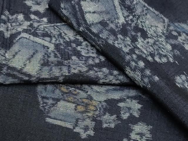 平和屋着物▽上質な紬 単衣 麻の葉文様 正絹 逸品 CAAV3782dy （平和屋  