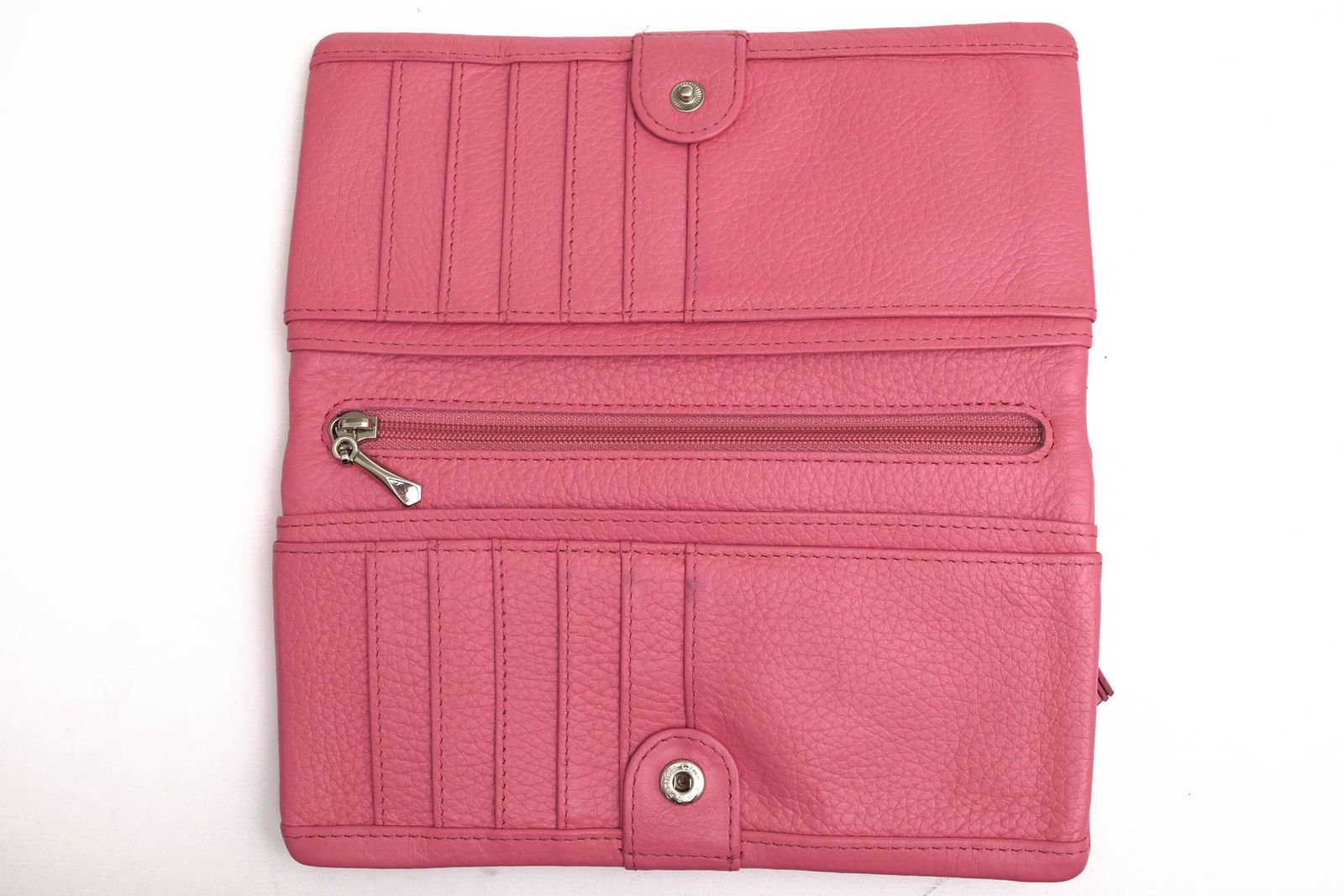 美品 傳濱野 ジッパー 折財布 ミーティアウォレット プリエ 赤 小銭入