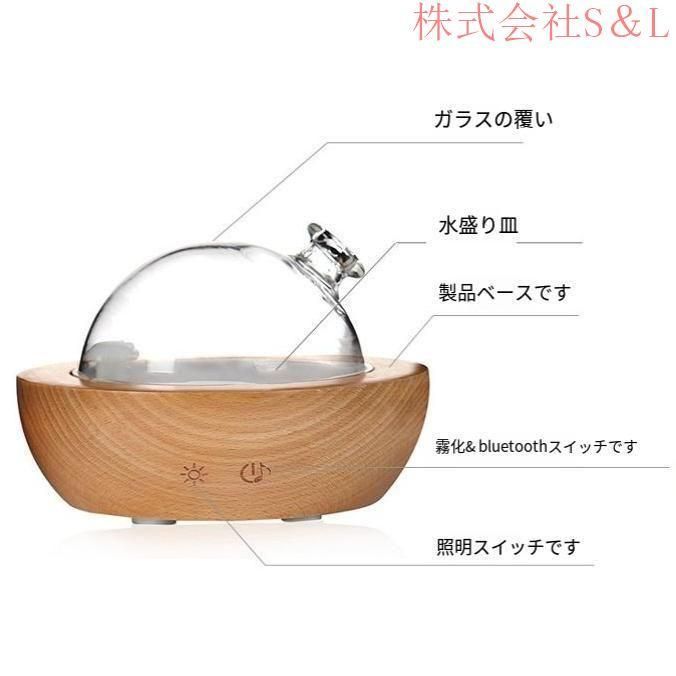 限り 加湿器 木製 丸ドーム アロマ ガラス 乾燥対策 アロマ ディフューザー 加湿機 LED 照明 アロマ ランプ ナイト株式会社S＆L ライト WWW_KANDAIZUMI_COM