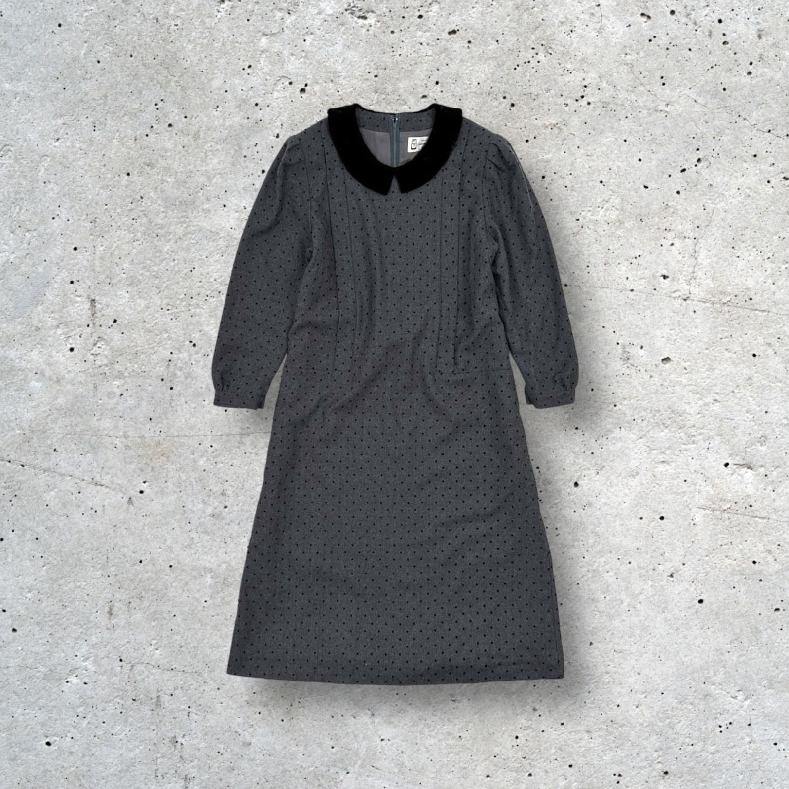 80s 90s ヴィンテージ pierre cardin ベロア襟 水玉 ドット柄 長袖 A 