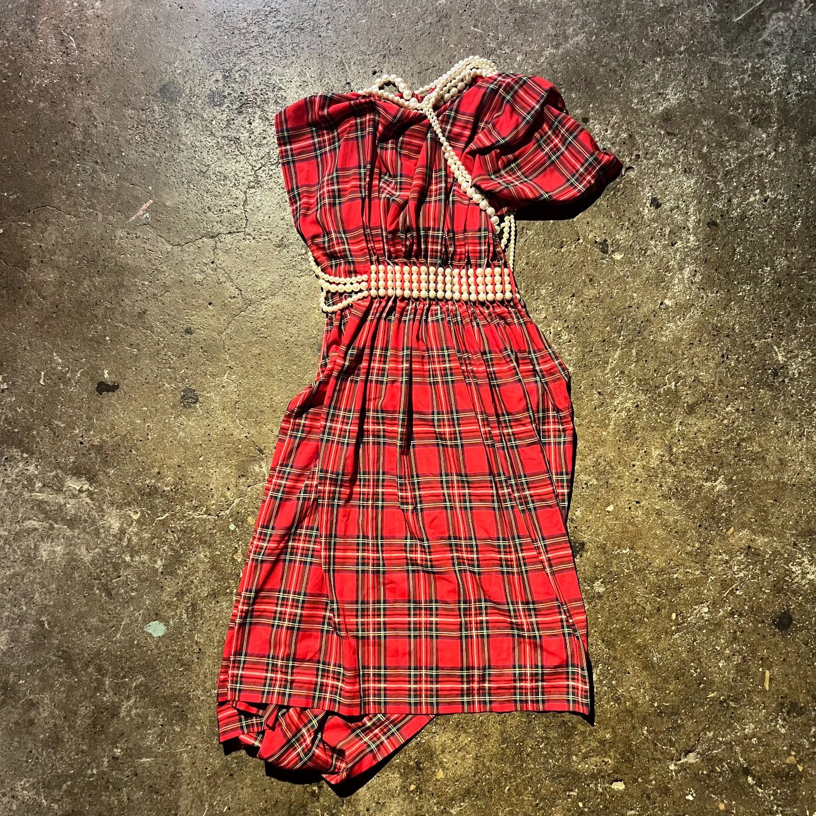 JUNYA WATANABE 23ss パール装飾変形ワンピース チェック