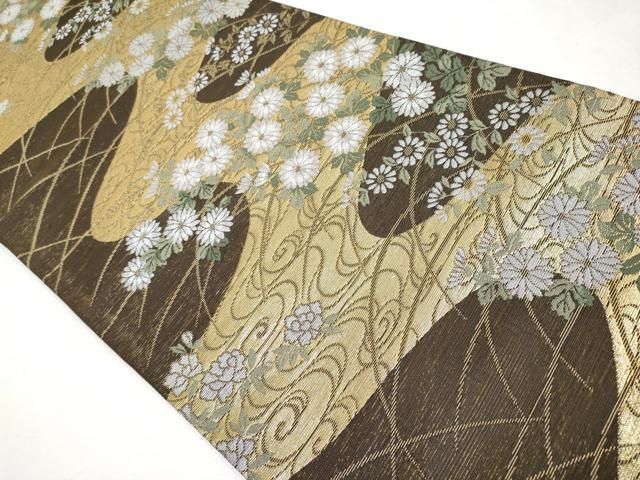平和屋本店□極上 夏物 西陣 川島織物 六通柄袋帯 流水枝菊文 金銀糸  