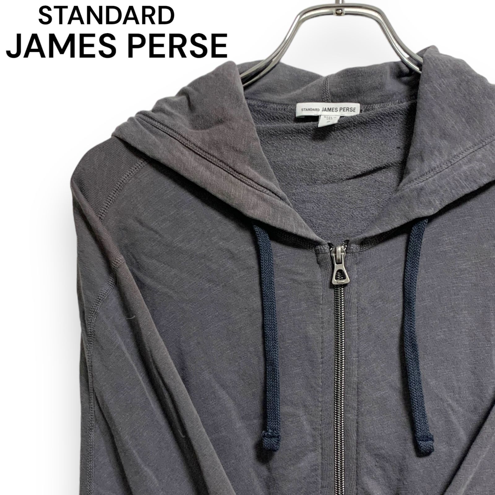 【訳アリ品】JAMES PERSE ジェームスパース バックパイル スエットパーカ グレー メンズ Ｌサイズ 18-03-52-03610