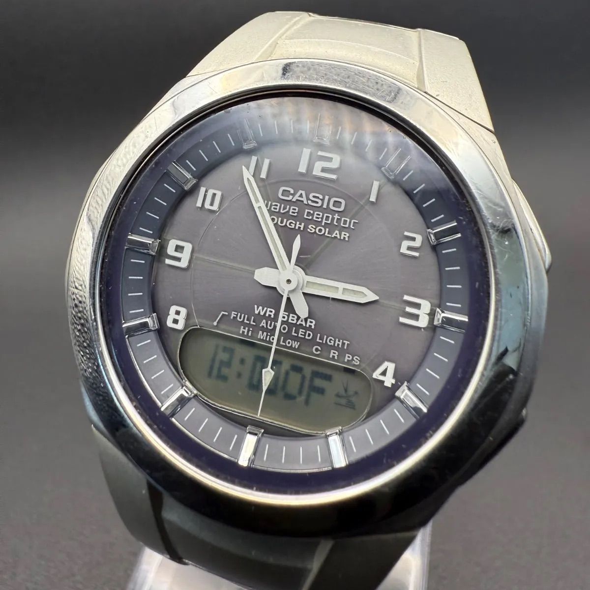 CASIO】WVA-400J Wave Ceptor 電波ソーラー腕時計（アナデジ） - メルカリ