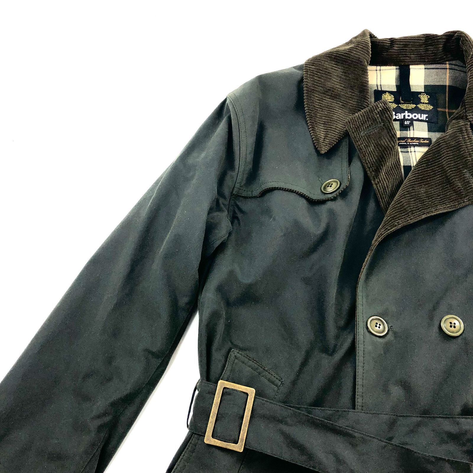 BARBOUR バブアー コート カーキ チェック柄 サイズ 40 メンズ