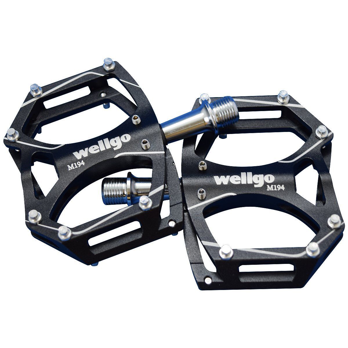 WELLGO ウェルゴ アルミペダル ピン付 CNC 薄型 ブラック 260 g ロード ATB MTB M 194