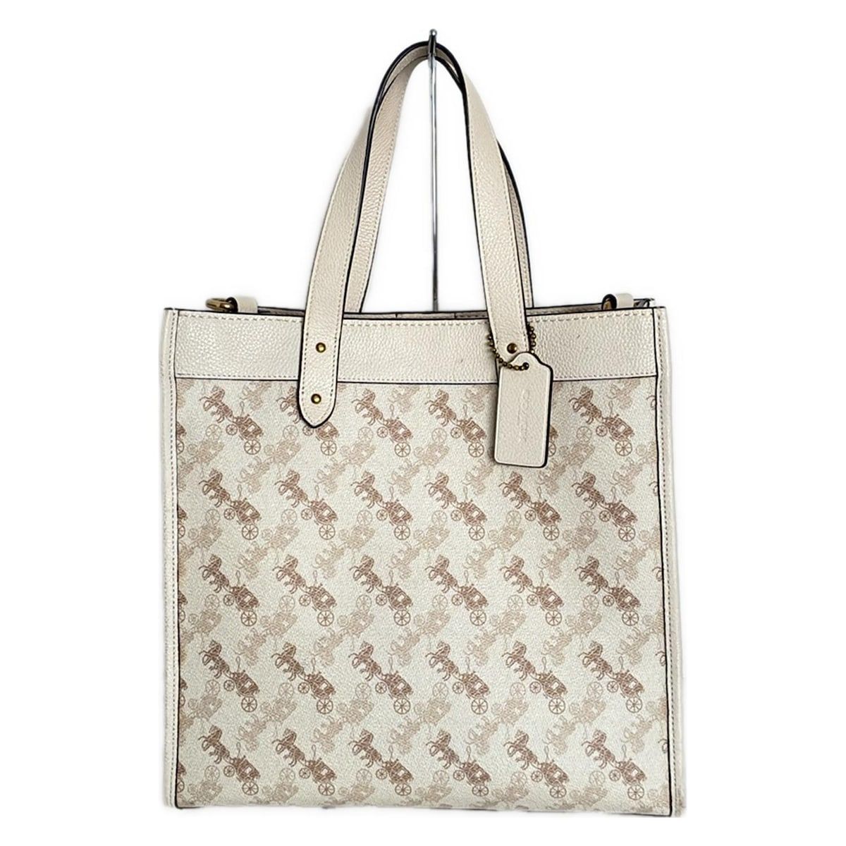 COACH コーチ トートバッグ フィールド トート ウィズ ホース アンド キャリッジ プリント 89143 アイボリー×ベージュ×ブラウン レザー