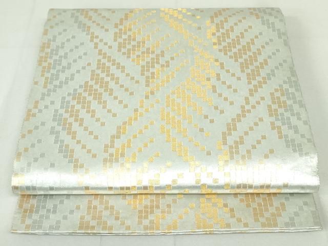 平和屋着物○西陣 長嶋成織物 ながしま帯 六通柄袋帯 瀞銀錦 流曲 金  