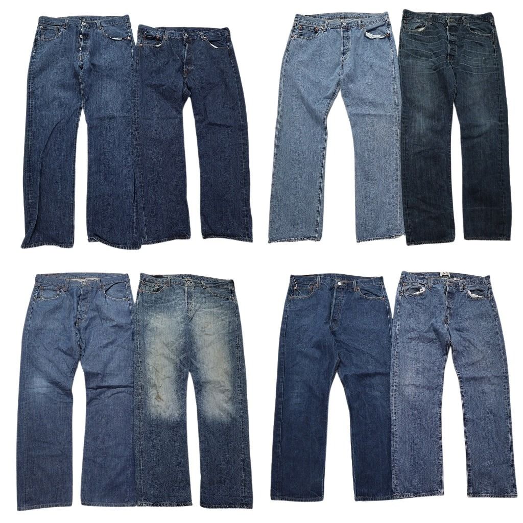 古着卸 リーバイス 501 デニム パンツ 8枚セット メンズ 38 インディゴブルー アメカジ フェード ボタンフライ 古着 NB2382