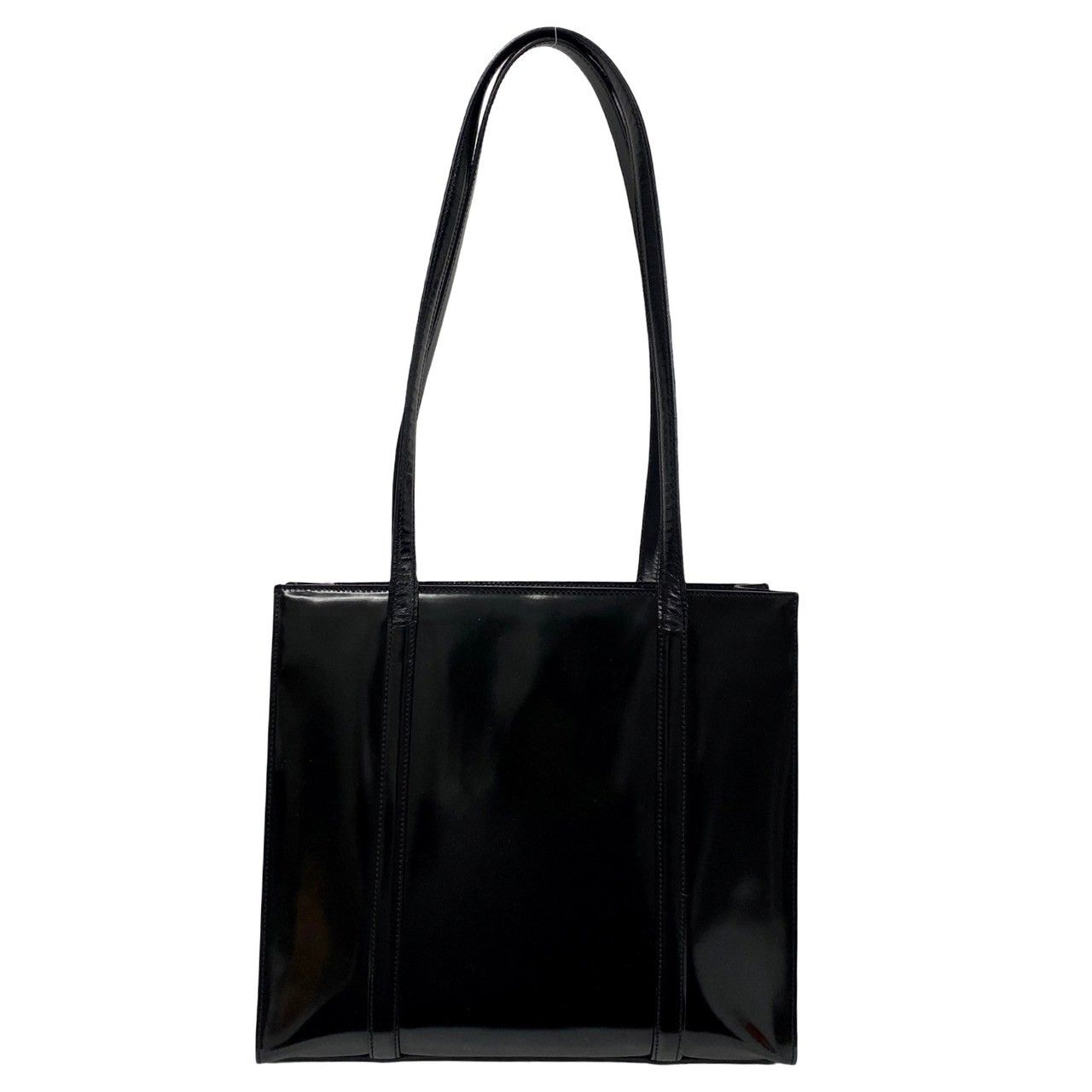 ほぼ未使用 希少品 PRADA プラダ ロゴ 刻印 パテント レザー 本