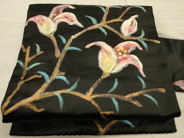 平和屋着物○アンティーク 大正ロマン 九寸名古屋帯 駒刺繍 総刺繍 桐