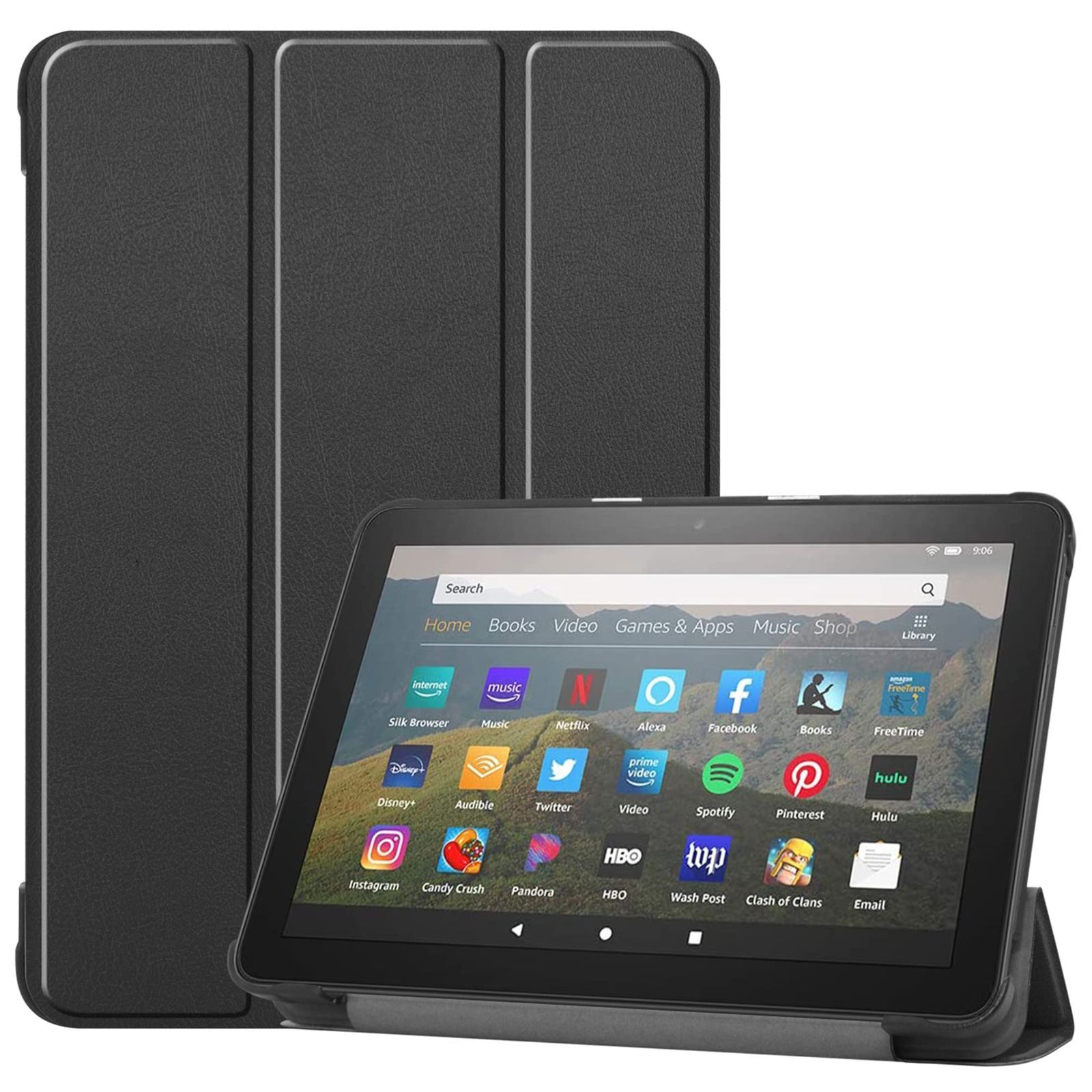 【数量限定】HD 8 2022 第10/12世代用 の 8 ケース Fire HD 8 HD 2020 Plus/HD 8 2022 用の 2020 カバー タブレットケース ハンドストラップ付き 全面保護 Fire 薄型 滑り止め 頑丈 ビジネス風 2022