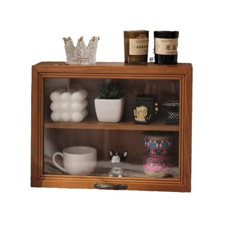 ミニ食器棚 木製 ガラス扉 おしゃれ キッチン収納棚 卓上食器棚 調味料