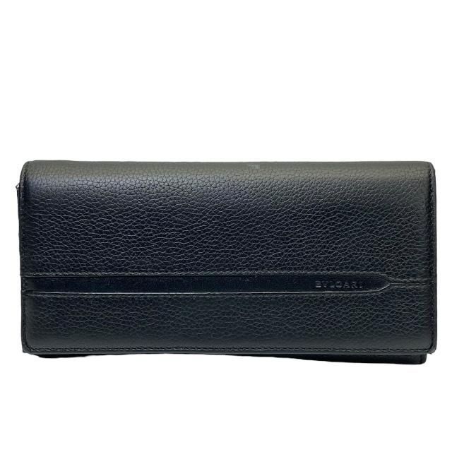 BVLGARI ブルガリ 36970 OCTO オクト 長財布 財布 ロングウォレット 二つ折り財布 折り財布 ロゴ レザー ブラック 黒