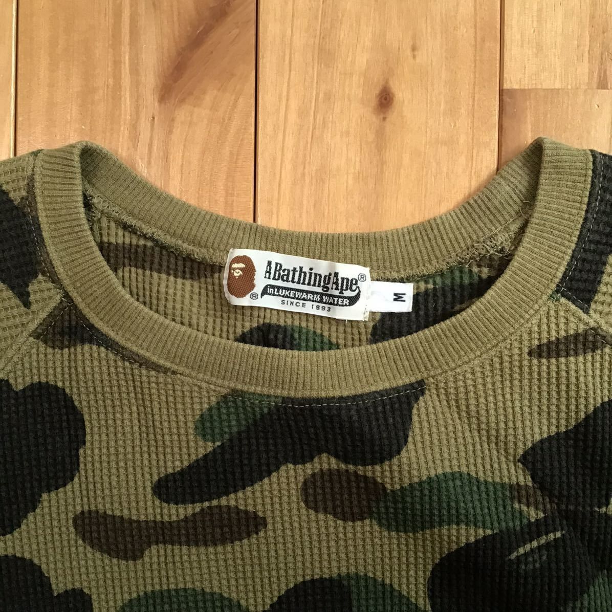 1st camo green サーマル 長袖 Tシャツ Mサイズ a bathing ape BAPE エイプ ベイプ アベイシングエイプ 迷彩  NIGO