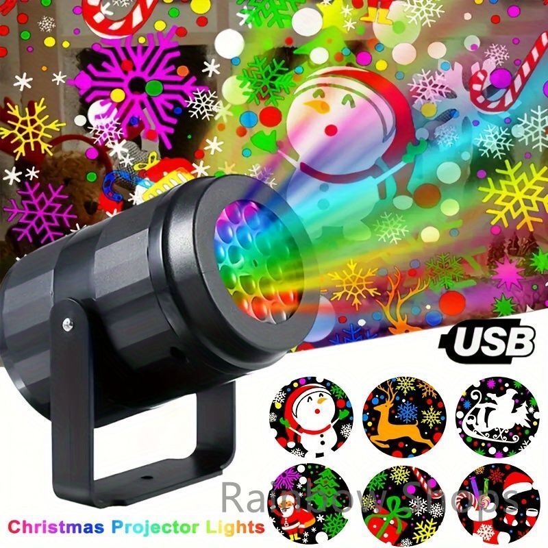 【新品未使用】プロジェクターライト USB 電源式クリスマスプロジェクターライト屋内ホリデーデコレーション複数のパターン LED 天井照明 寝室 リビングルーム パーティー 誕生日 ギフト 季節の装飾 プラスチック 100 ルーメン未満 カラフルcp73