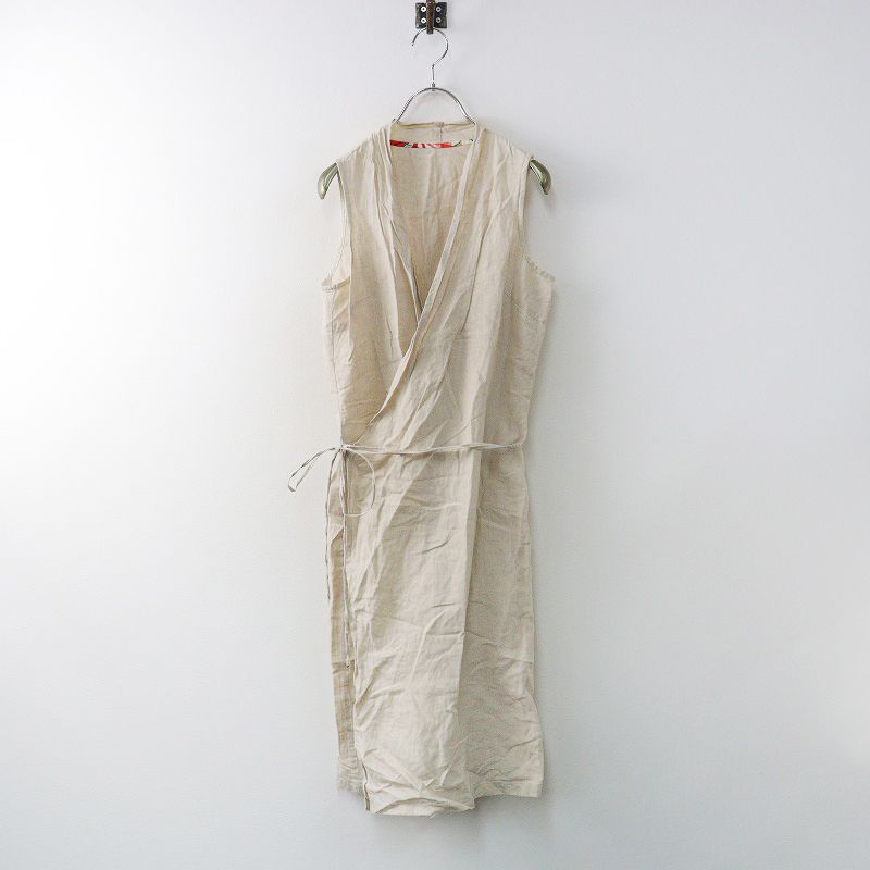 パラスパレス Pallas Palace リネン100 ロングベスト 0/ベージュ ジレ 前開き ノースリーブ 【2400014298437】
