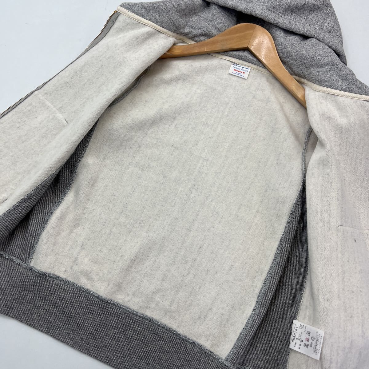 Champion ☆ 復刻生地◎ リバースウィーブ ツートン スウェット ダブルジップ パーカー レディース M グレー チャンピオン CWCH101■S1421 Champion ☆ 復刻生地◎ リバースウィーブ ツートン スウェット ダブル