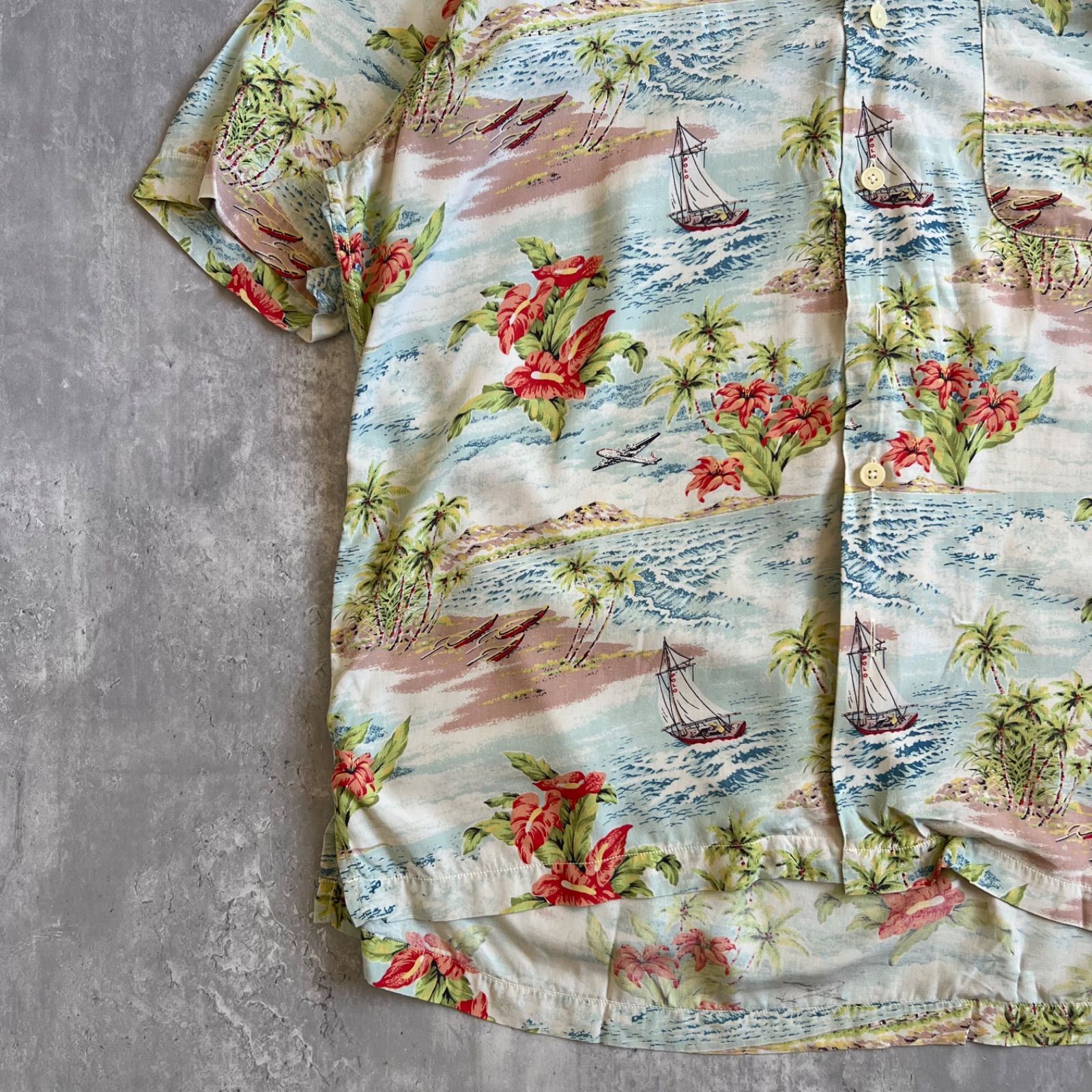 90s POLO SPORT RALPH LAUREN ポロスポーツ レーヨン オープンカラー