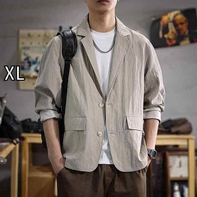 [XL ]メンズ ファッション 服 男性用 オシャレ シンプル 大人 かっこいい ストリート アメリカン リヨセルテンセル 薄手 スーツ ジャケット 春 ゆったり ビジネス 通勤ウェア トップス 
