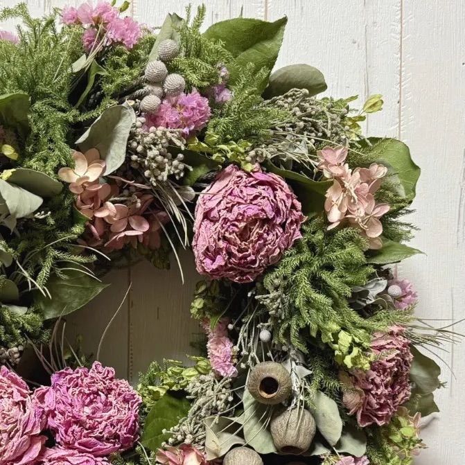 ドライフラワーリース (直径約36cm) ラウンドリース ボタニカルリース