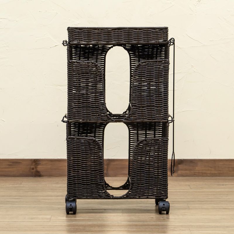 幅40cm ラタン調 新聞ストッカー 収納ラック 1001