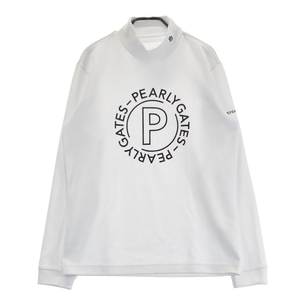 サイズ 5 PEARLY GATES パーリーゲイツ 2025年モデル モックネック 長袖Tシャツ プリント ホワイト系 240101436316 ゴルフウェア メンズ ストスト