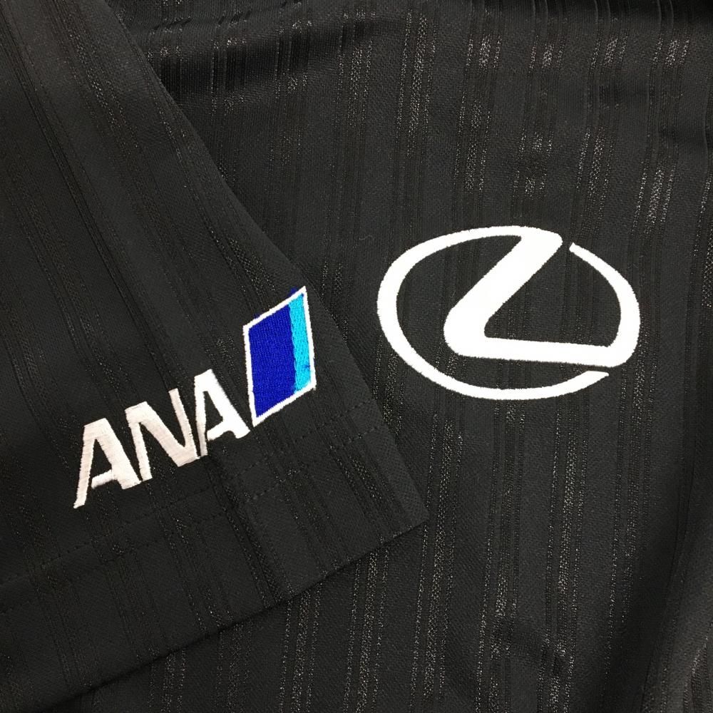 超美品】スリクソン 半袖ポロシャツ 黒 ストライプ織生地 レクサス ANA