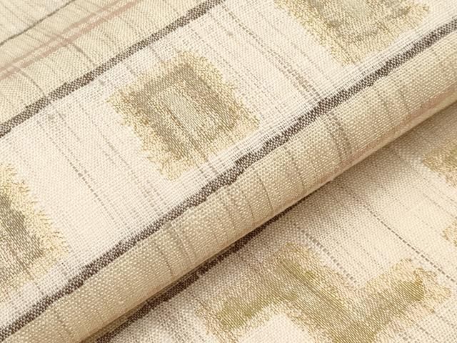 平和屋着物■極上　染織の名門　しょうざん  生紬　九寸名古屋帯　抽象文　金糸　逸品　CYAA2696s5 平和屋着物□極上 染織の名門 しょうざん 生紬 九寸名古屋帯 抽象文