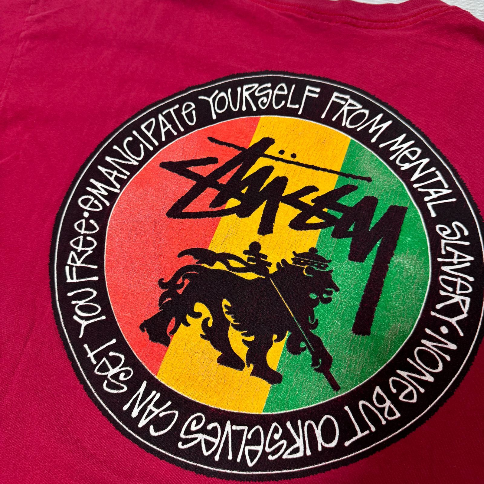 80s STUSSY FEELIN IRIE Tシャツ XLサイズ 黒タグ ラスタ レゲエ
