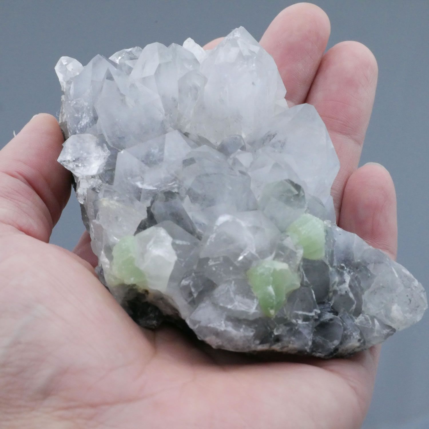 四川省産 プレナイト共生 水晶 クラスター 1点物 約257g 天然石