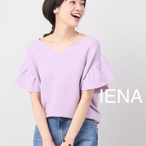 Oggi×IENAコラボ】ラッフル袖プルオーバー パープル-