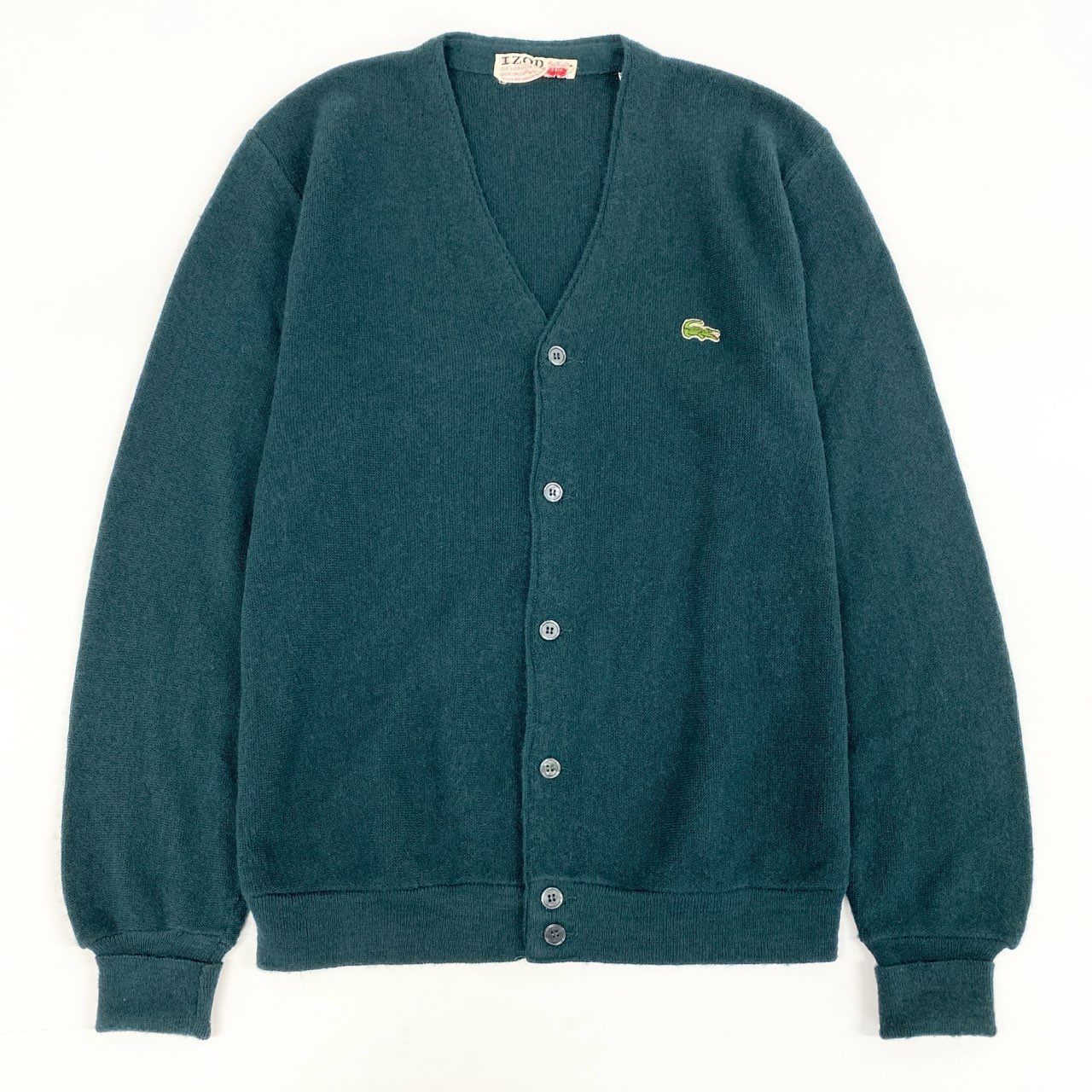 80s IZOD LACOSTE アクリルニットカーディガン 80s IZOD LACOSTE ラコステ ワンポイント パール編み アクリルニット