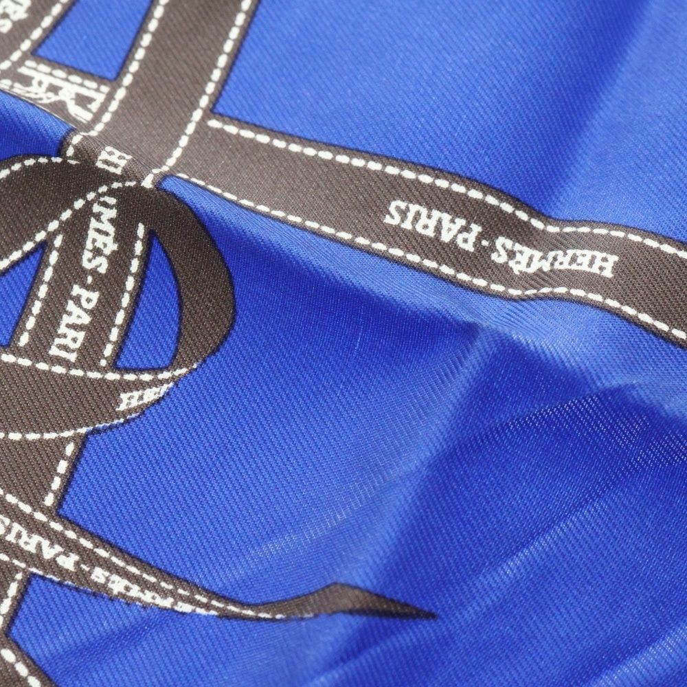 HERMES (エルメス) カレ40 ボルデュック スカーフ ブルー シルク  