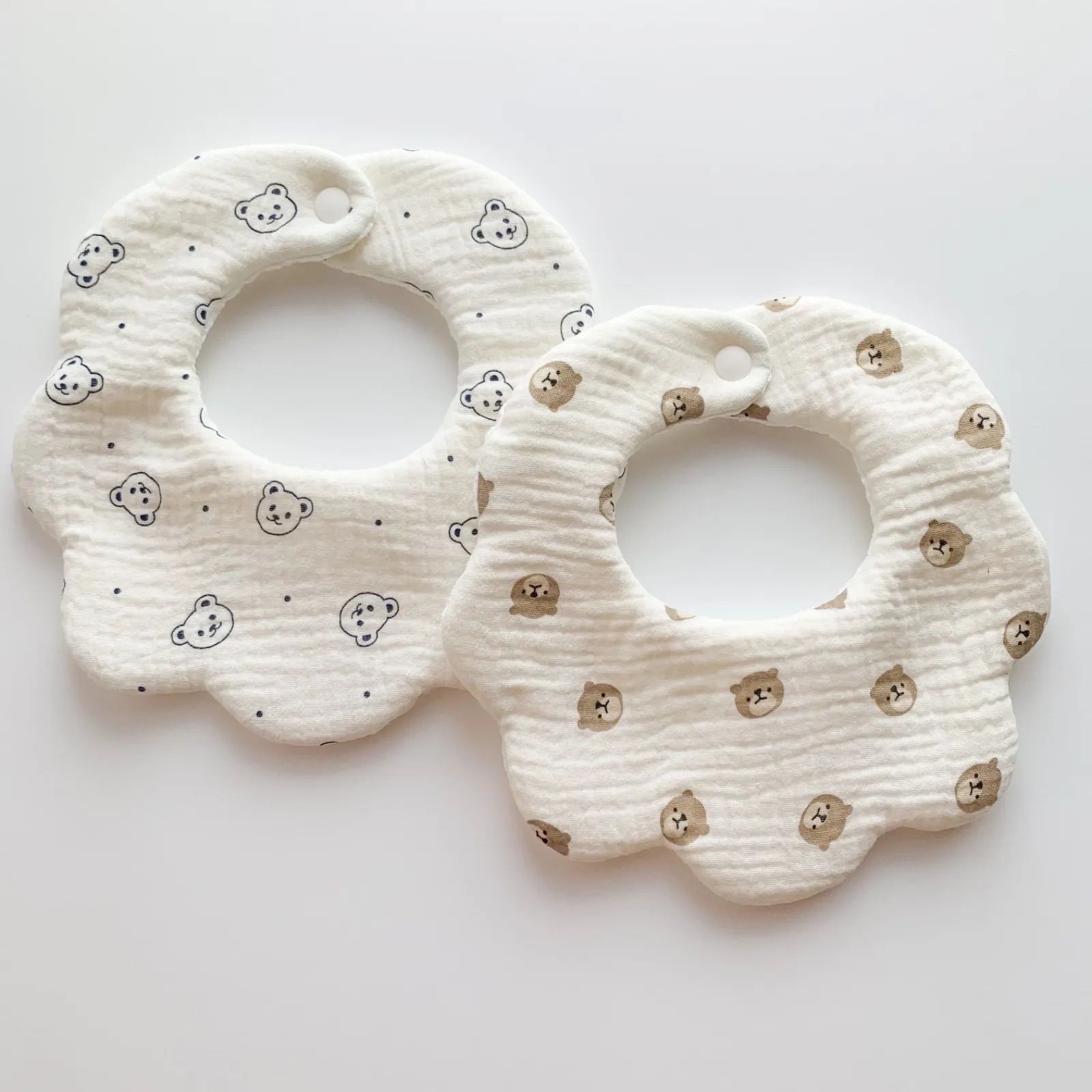 ハンドメイド スタイ ぽこぽこダブルガーゼ 花びらスタイ