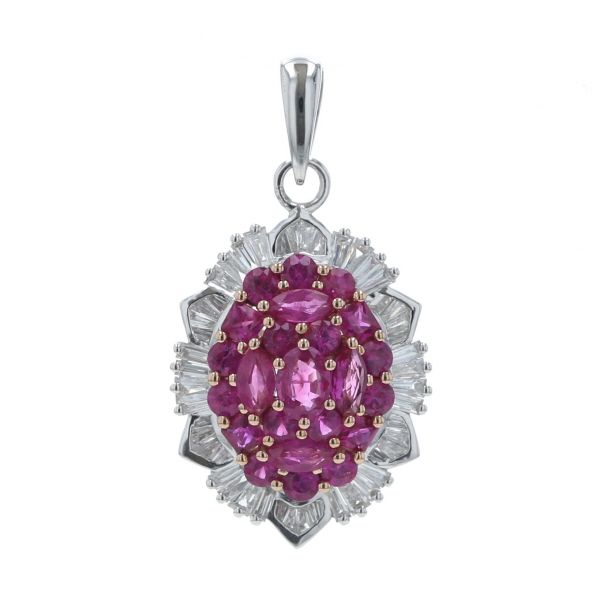 K18WG ルビーダイヤモンドトップ K18WG ルビー ダイヤモンド ペンダントトップ 2.98ct D0.27ct