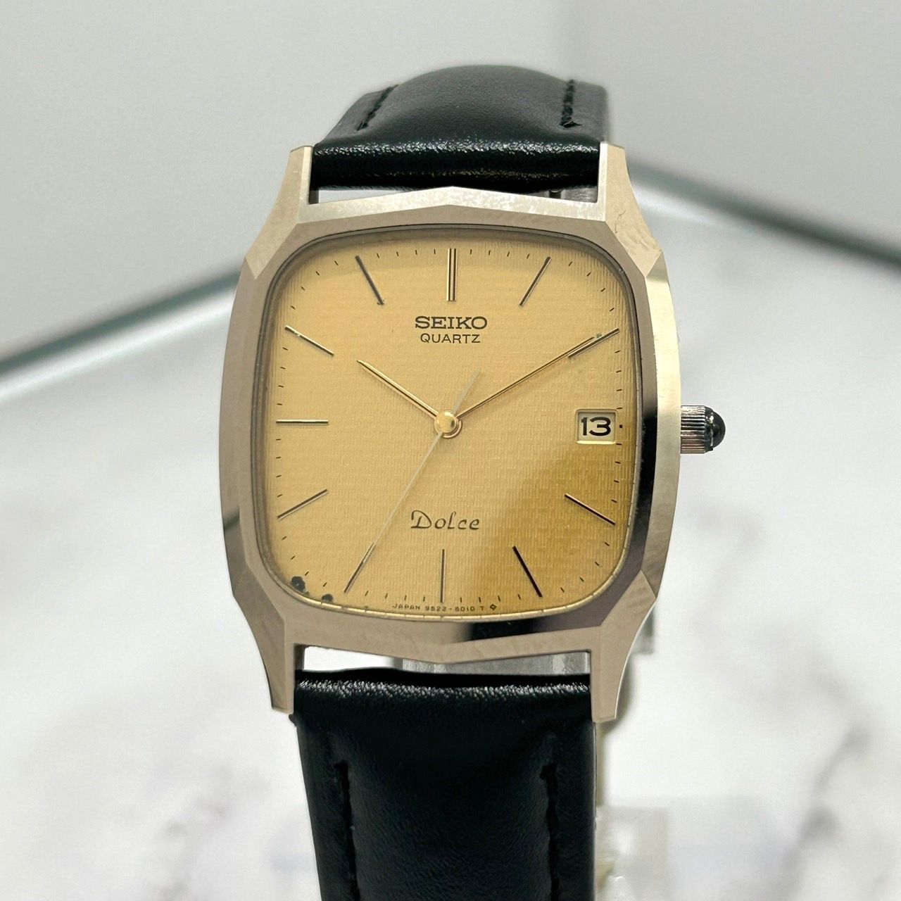 美品 稼動品 セイコードルチェ ビンテージ メンズ ゴールド スクエア 超硬 稼働 良品 SEIKO DOLCE 超硬質合金 超硬型 NSAG ケース ドルチェ