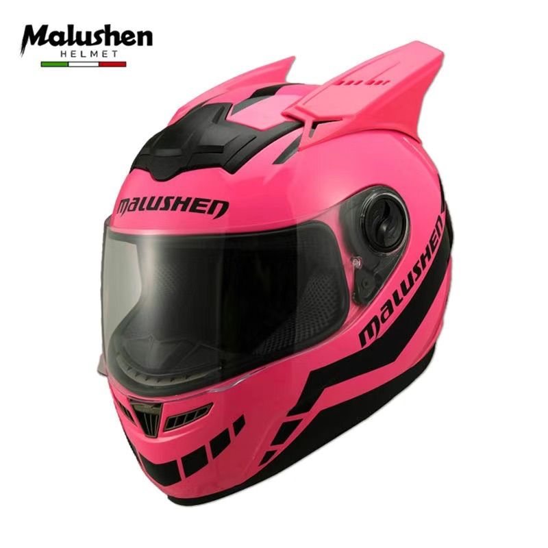 Malushen フルフェイスヘルメット 個性ツノ付きモデル 男女兼用 原付・バイク対応 安全帽（全6色）
