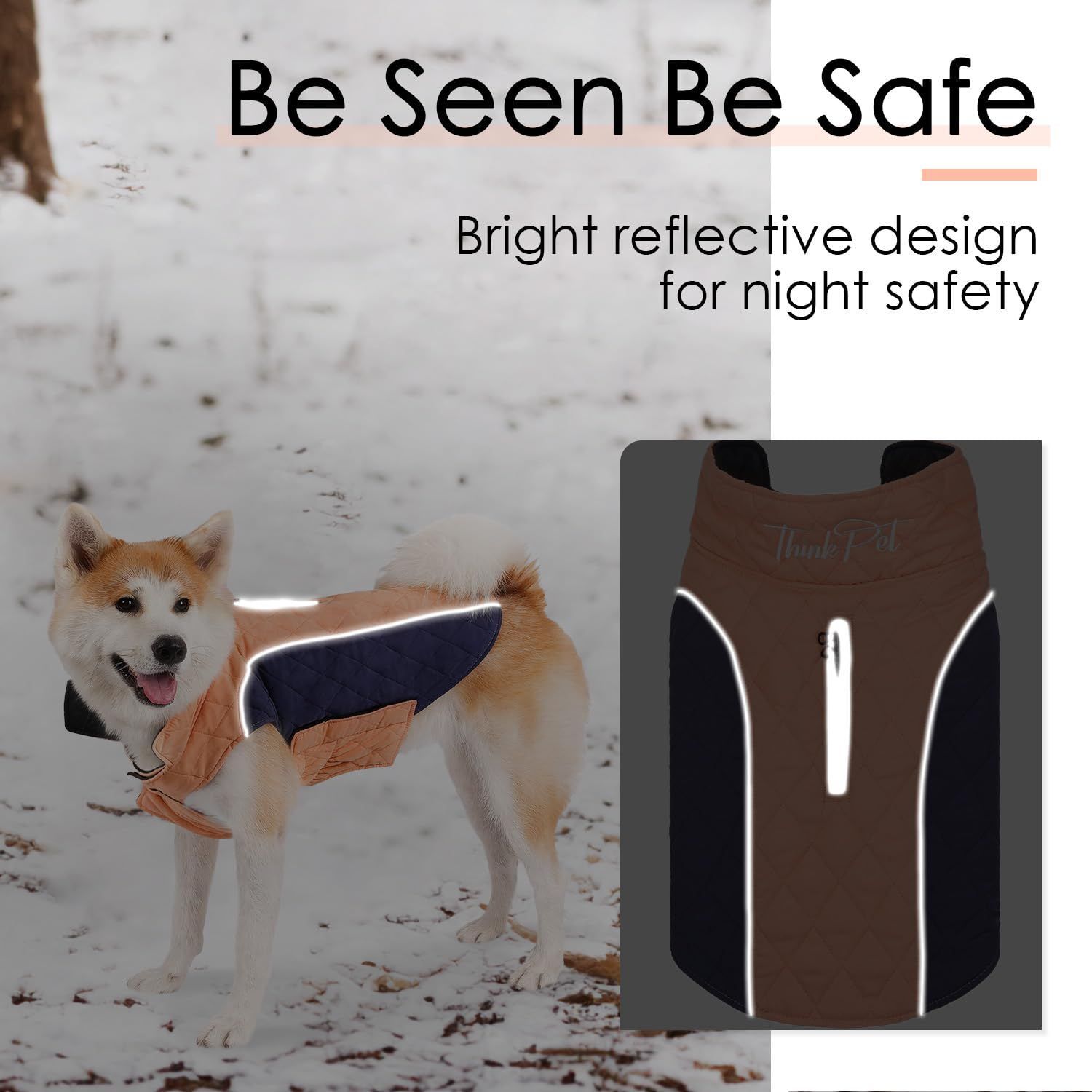 ThinkPet 寒い天候の犬コート-防水防風リバーシブルの犬冬ジャケット