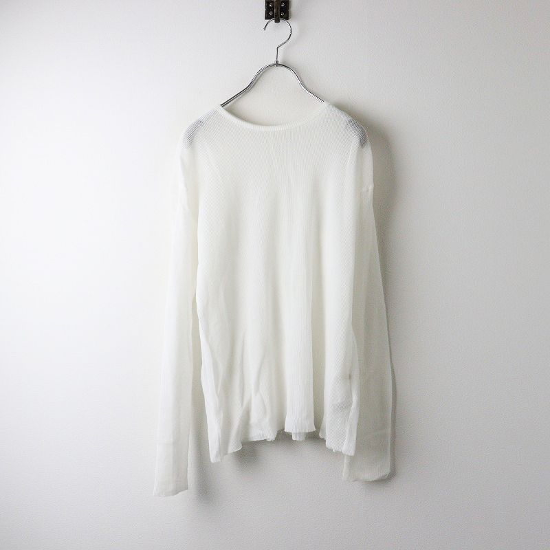 2023AW プラージュ Plage SUPIMA SHEER WAFFLE Tシャツ /オフホワイト トップス カットソー 長袖 ロング プルオーバー【2400014185973】