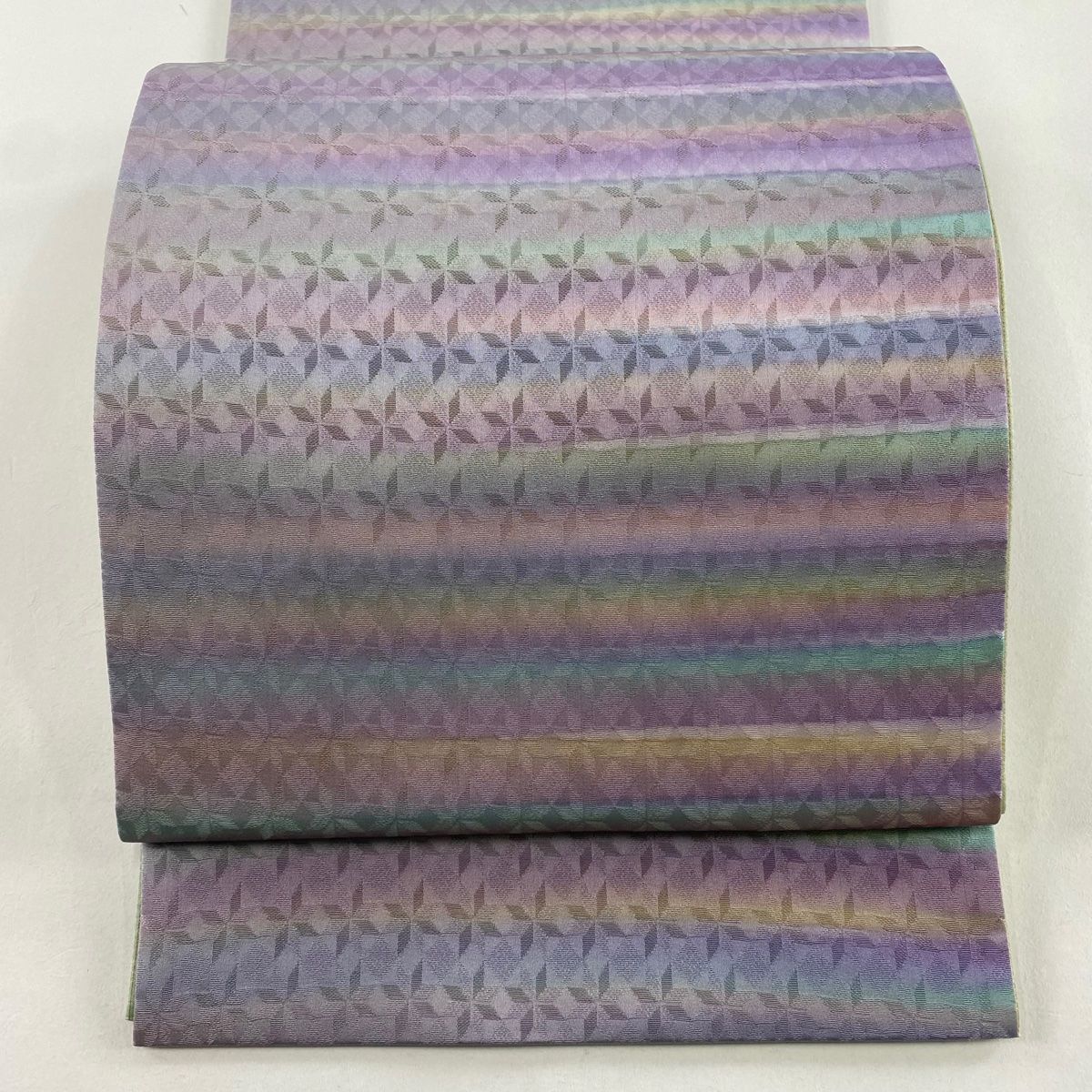 袋帯 秀品 地紋 霞ぼかし 薄紫 全通 正絹