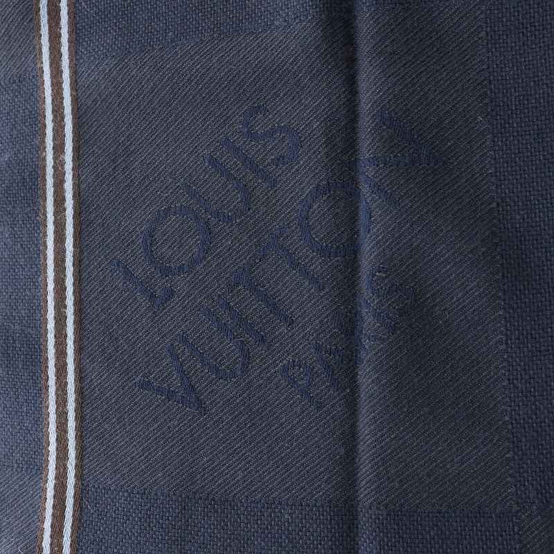 ルイヴィトン LOUIS VUITTON マフラー フリンジ ロゴ 紺