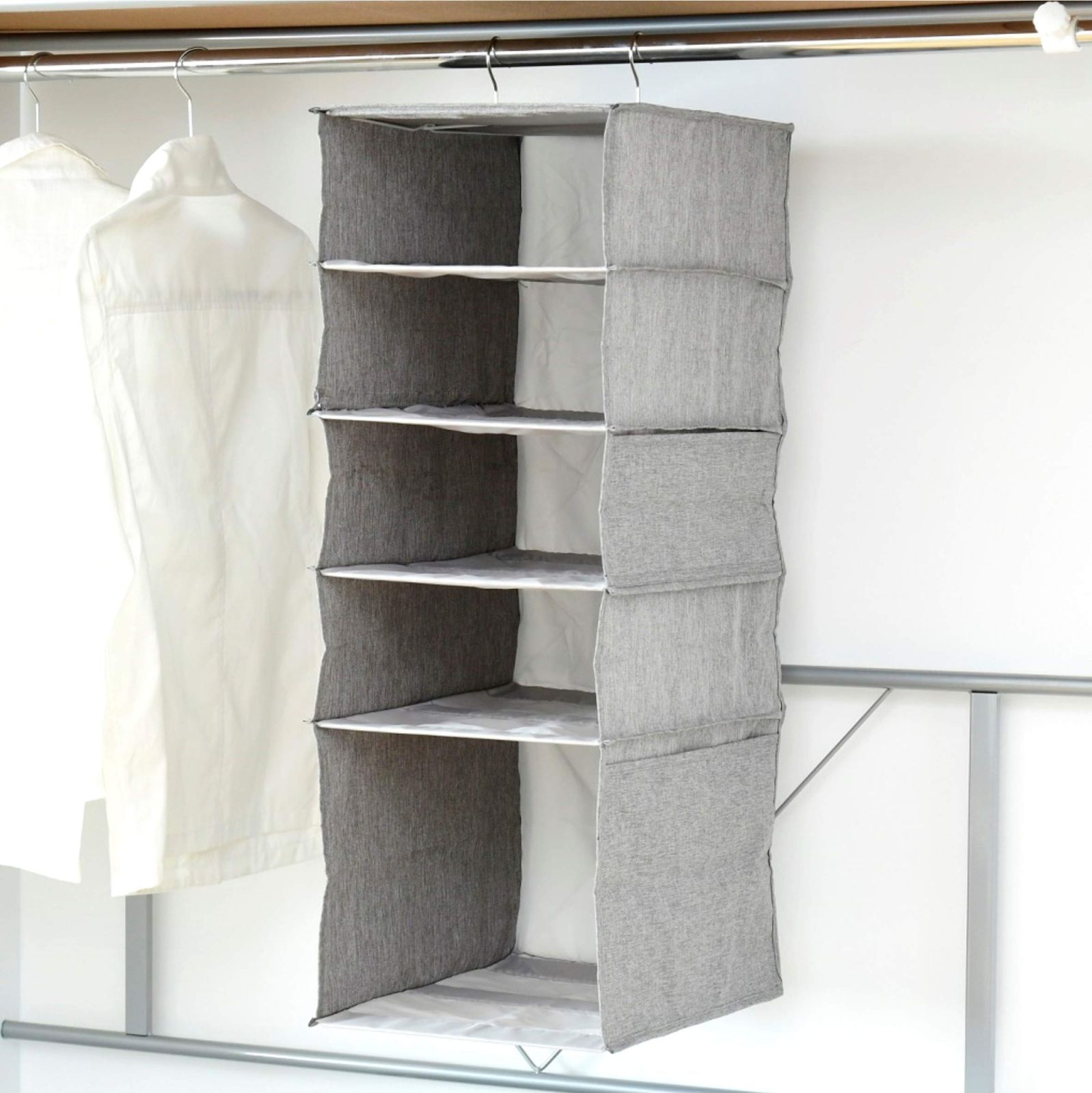 【新着商品】Lサイズ 頑丈な棚板 吊り下げ収納 大小サイドポケット スチールハン