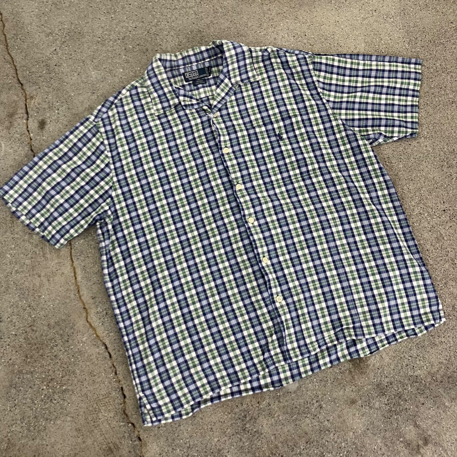 Polo by Ralph Lauren 90s ADAMS Open Collar Shirt L Made In Northern Mariana Islands