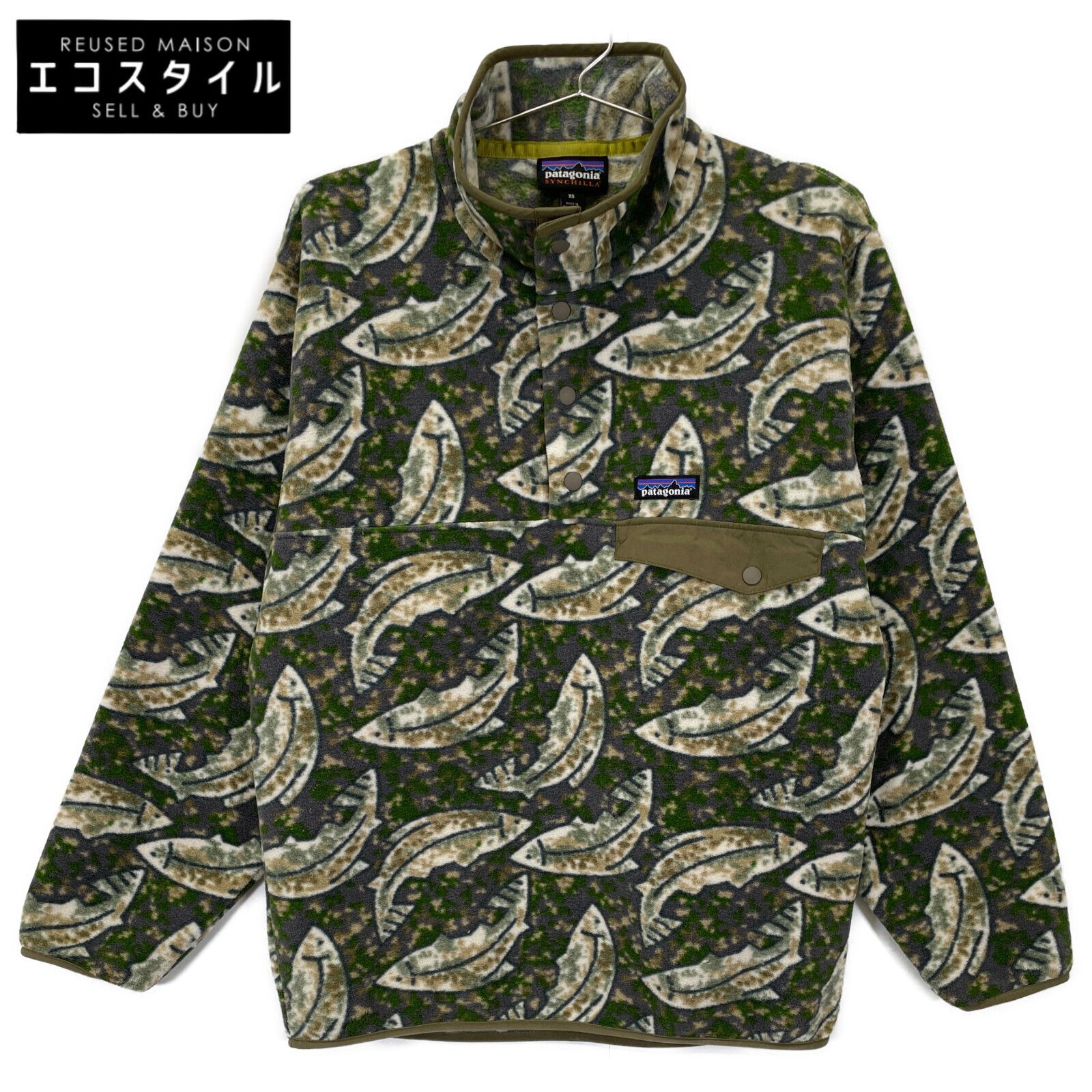 patagonia パタゴニア 17年製 25450 ﾒﾝｽﾞ ｼﾝﾁﾗ ｽﾅｯﾌﾟT ﾌﾟﾙｵｰﾊﾞｰ 魚柄 XS