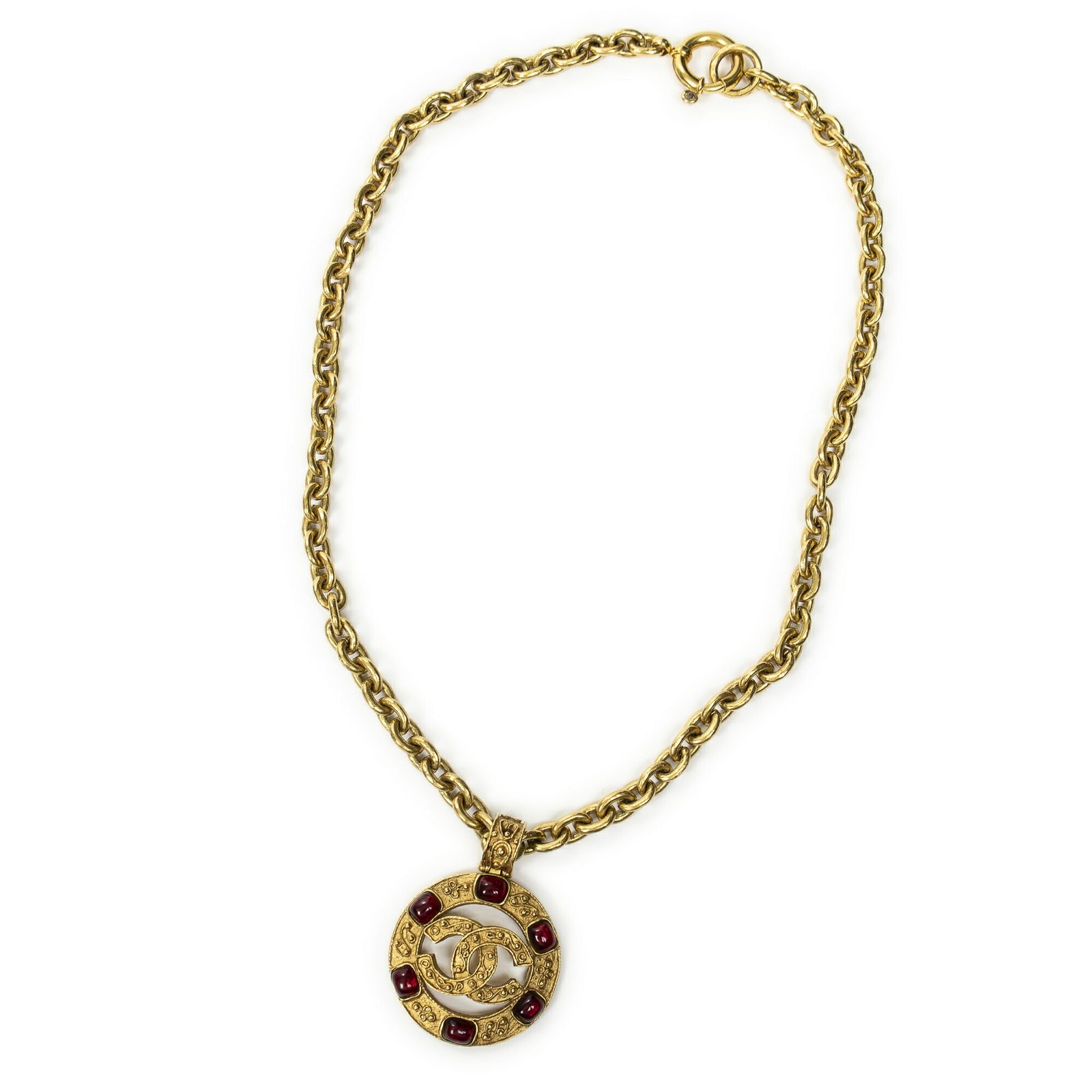 CHANEL シャネルCC グリポワ メダリオン ペンダント ネックレス金 赤金メッキA